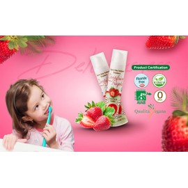 Strawberry Flavoured Children’s Toothpaste Organic Vegan 0 to 36, SLS and Paraben Free, Azeta Bio 50ml (Strawberry)