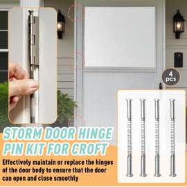 4PC K5131 Storm Door Hinge Pin Kit for Croft and Other Storm Doors, Aluminium Storm Door Hinges - 8 Pins, 8 Bushing Caps, 4 Springs