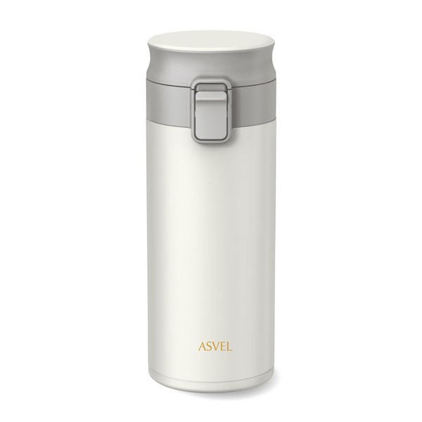 TLW350 Water Bottle, One-Touch Stainless Steel, Integrated Washer, Lightweight, Stylish, Earth Color, White