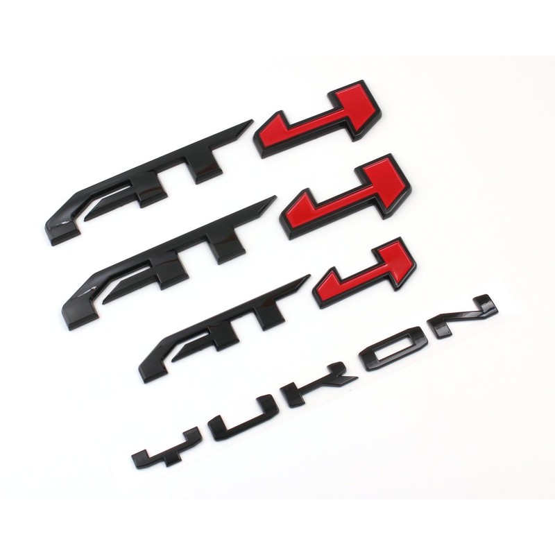Xpipnns 4PCS Black Red Door Rear AT4 Yukon Emblems Letters