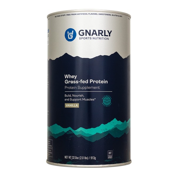 Gnarly Nutrition, Whey Protein Derived From non-rBGH New Zealand Grass-Fed Cows For Muscle Synthesis, Vanilla, 32 Oz (20 Servings)