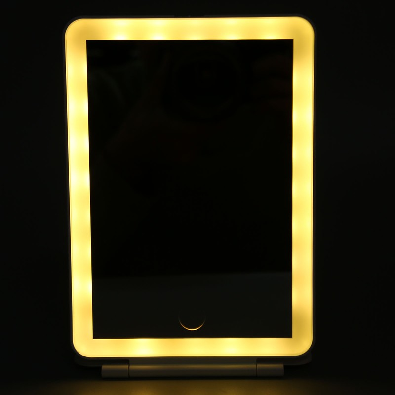 LED Rechargeable Travel Vanity Mirror Folding Portable Lighted Makeup Beauty