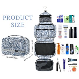 homchen Hanging Toiletry Bag Travel Kit for Men Women, Upgrade Large Capacity Wash Bag Makeup Bag with 4 Compartments, Foldable Compact Size