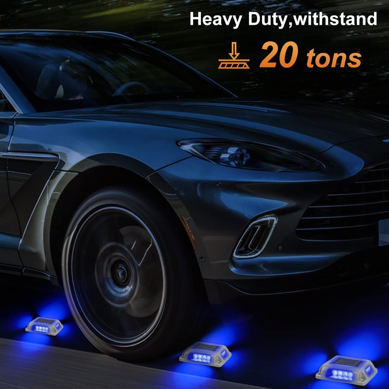 T-SUN Solar Driveway Deck Lights, Blue Driveway Lights Outdoor, 12