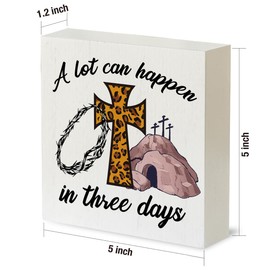 Easter Decorations Christian Religious Easter Desk Decor Easter Bible Verse Wood Sign for Home Office Table Shelf, a Lot Can Happen in Three Days