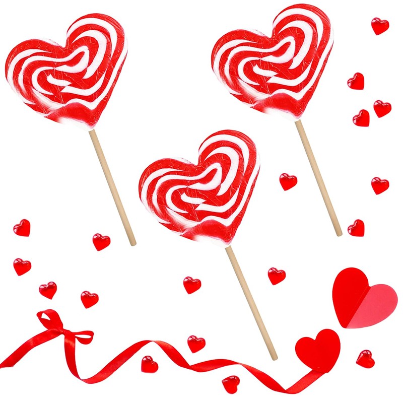 Fruidles Six-Pack 80-Gram Jumbo Heart Swirl Lollipop Red and White