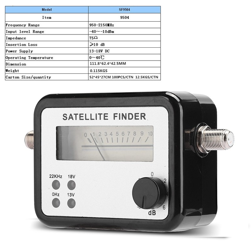 SF9504dB Portable Satellite SAT Finder Signal Strength Meter with Digital