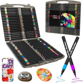 80 Colores Rotuladores Acrilicos con Pincel a Base de Agua, Resistente al Agua,para Proyectos Creativos,De Dibujo Profesional y Para Niños Caligrafía,Bocetos,Dibujo