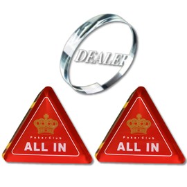 Poker All-in-One Dealer Button Texas Holdem Poker Set Poker Chip All In Button Red Crown Design (3, All IN2+Dealer1)