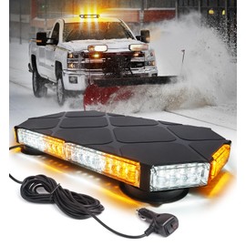 LUMENIX 56 LED Roof Top Strobe Beacon Lights Bar Rooftop Hazard Warning Emergency Safety Flashing Plow Light for Construction Vehicles Tow Commercial Trucks Postal Security Cars Snowplow - Amber White