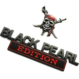 Set Pirate Black Pearl Emblems Captains Jack Sparrow Sticker Badge Pearl Edition Badge Replacement for Universal Truck F150 F250 F350 Silverado 1500 2