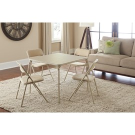 COSCO 5 Piece, Tan Folding Table and Chair Set.