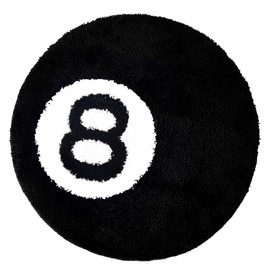 8 Ball Rug - 32 Inch Black Round Rug for 8 Ball Decor, Billiard Pool 8Ball Carpet Alt Room Decor for Bedroom Living Room, Y2K Rug Soft Doormat for Party Decorations