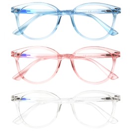 SIGVAN Progressive Multifocus Reading Glasses Blue Light Blocking Women Men Computer Eyeglasses Spring Hinge Readers (3 Mix-2, 4.0)