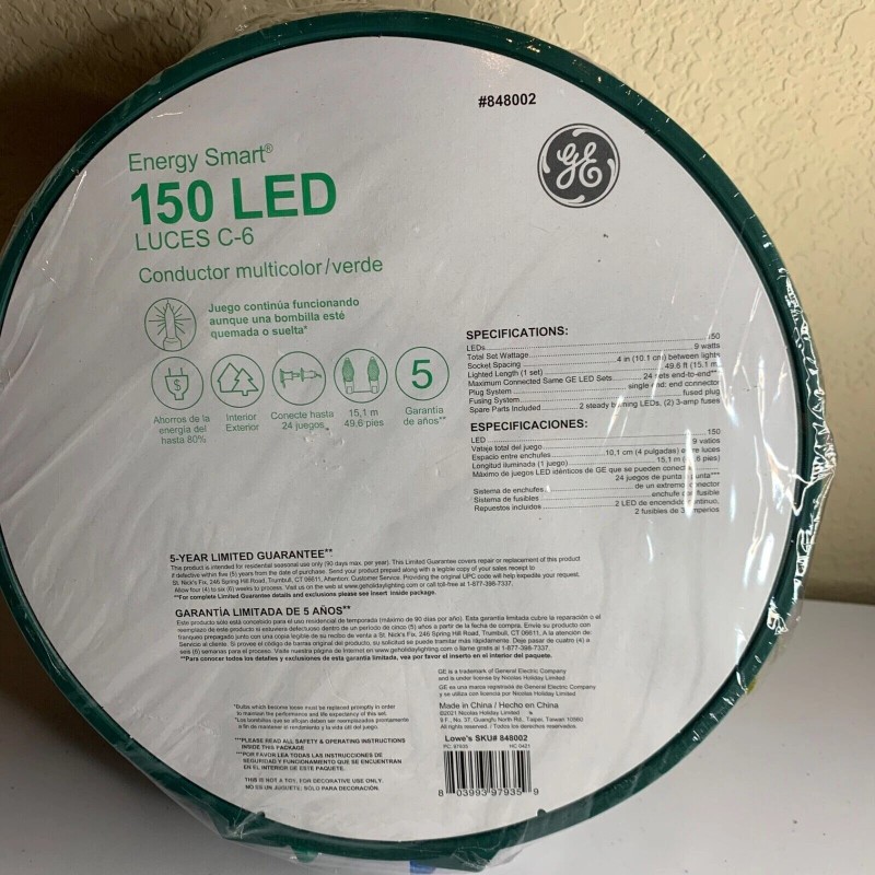 GE StayBright 150-Count 49.6 ft Multicolor C6 LED Christmas String