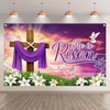 ZTHMOE 72x43inch Fabric He is Risen Easter Backdrop Spring Christian