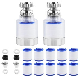 Wasserfilter Wasserhahn 360° Wasserhahn Filter Wasserhahn Aufsatz mit 9 Stück PP-Baumwollfilterelement und Wasserhahn Verlängerung Wasserhahn Entkalker Aufsatz Wasserhahnfilter für Badezimmer Küche