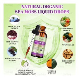 Gwynne Gotas Líquidas De Musgo Marino 5000mg 60ml - Irish Sea Moss Black Seed,suplemento Multimineral De Musgo Marino Apoyo Antioxidante, Inmunitario, Salud Intestinal