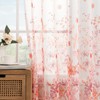 Woaboy Curtains Pink Voile Floral Pattern Curtains with Eyelets Living