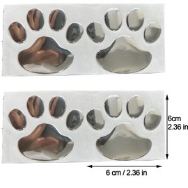 NewL 4PCS Silver 3D Chrome Dog Paw Footprint Sticker Decal Auto Car Emblem Decal Decoration