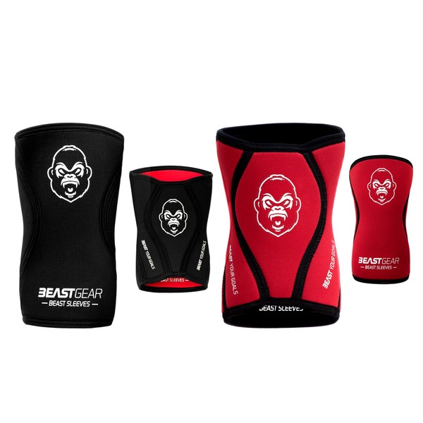 Beast Gear Beast Sleeves MEDIUM Premium 5mm Neoprene Compression Knee Sleeves for Support and Protection. Weightlifting, Crossfit, Powerlifting, Squats, Running and more.