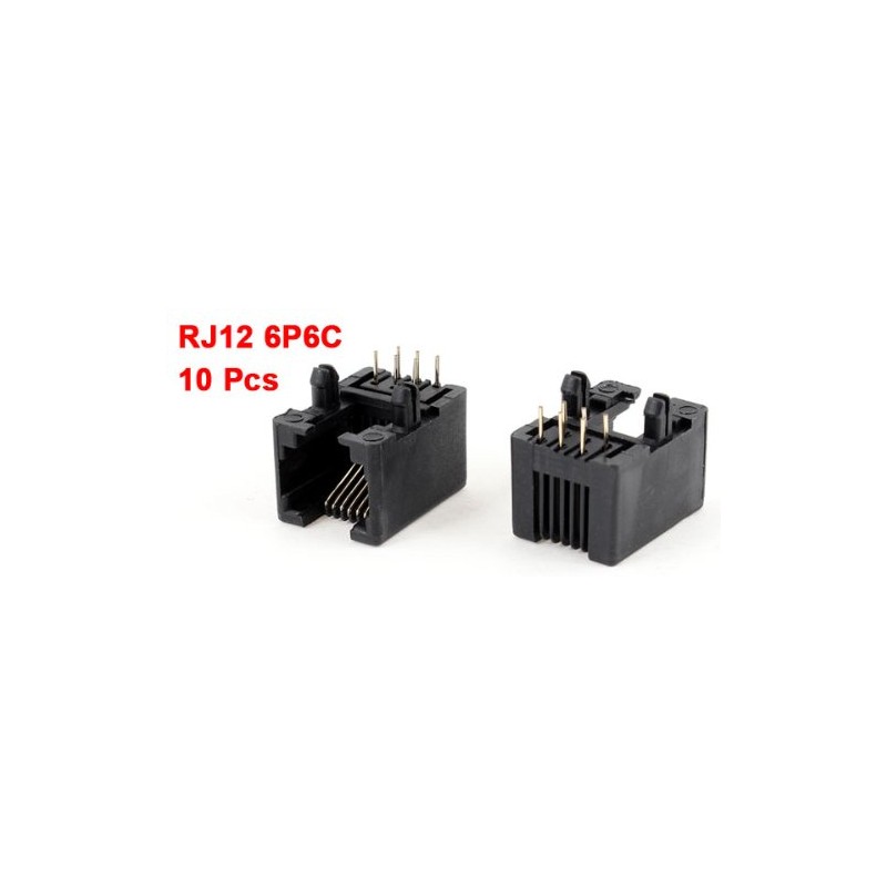 sourcing map 10 Pcs 90 Degree 6 Round Pin RJ12