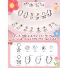 Roheafer Hypoallergenic Ohrringe für Frauen flache Rückseite Chirurgenstahl Ohrring für empfindliche Ohren niedlich Frauen Ohrringe Set Frauen Ohrringe Schmuck Farbe Tone