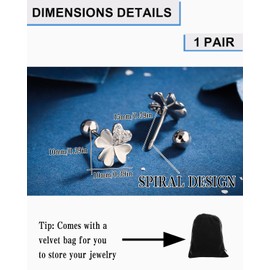 FDCGAS Silver earrings women's earrings, small flower stud earrings, silver 925 earrings for women, girls, hypoallergenic small flowers, flower earrings, helix cartilage earrings