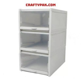 Unbranded 3x Shoe Storage Box Hard Plastic Pull Drawer Type Stackable Shoes Box