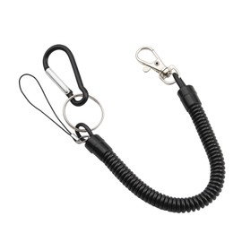 Stretchy Spiral Keyring, Fishing Lanyard, Retractable Safety Coiled Cord Lanyard with Lobster Clasp and Carabiner, Elastic Coiled Tool Lanyard for Hiking, Climbing, Securing Pliers Keys Equipment.