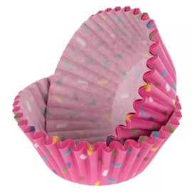 Pink Sprinkles Decorative Baking Cups - Patterned Paper Liners for Cupcakes, Muffins (Standard Sized) - 50 Count