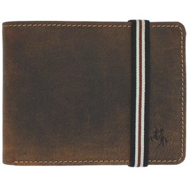 VISCONTI Leather Wallet with Elastic Closure RFID Blocking and Tap and Go BN3 Oil Tan