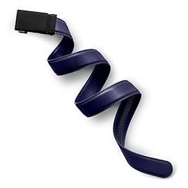 Mission Belt Mens Ratchet Leather Belt - No Holes, 35mm Metal Buckle - 35mm Swat Black Buckle/Blue Leather Strap, Extra Large (39-42)