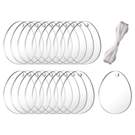 Easter Clear Acrylic Ornaments Penta Angel 12Pcs Blank Bunny Chick Egg Carrot Hanging Pendant with Hole and Strings for Easter Party Craft DIY Home Decoration (Clear-Egg)