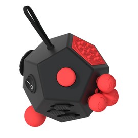 Fidget Dodecagon –12-Side Fidget Toys Cube Relieves Stress and Anxiety Anti Depression Travel Toy Easter Basket Stuffers Gifts for Children and Adults (A4 Black red)