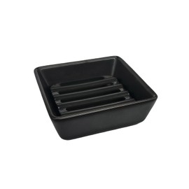 Vonpri Square Soap Case Ceramic Soap Tray Fit Dr. Squatch Natural Bar Durable Soap Holder for Shower Home Bathroom Soap Dishes Daily Use Sink Bathtub (Black)
