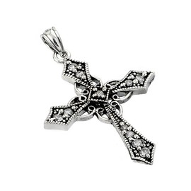 Sterling Silver Celtic Design CZ Cross Pendant