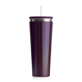 RTIC 28oz Everyday Tumbler Insulated Stainless Steel Portable Travel Coffee Cup with Straw, Spill-Resistant Lid, BPA-Free, Hot and Cold Drink, Ceramic Lining, Plum Glitter