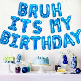 Wonmelody Bruh It's My Birthday Decorations (Blue)