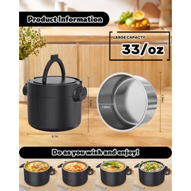Budth Electric Lunch Box Food Heater, 100W Heated Lunch Box, Portable Food Warmer Lunch Box for Car, Truck, Travel, Campsites, Work Lunch Box for Men, 12/24/110V, Large Capacity 33 Oz (Black)