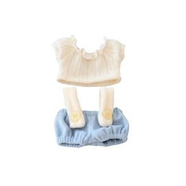 Clothes for Dolls Accessories (No Doll), Cute Outfit Set 2 Pieces Bib Pants for 15 & 17cm Doll Suit, Stylish Dress Up Overalls Doll Clothing Set Replacement Blue