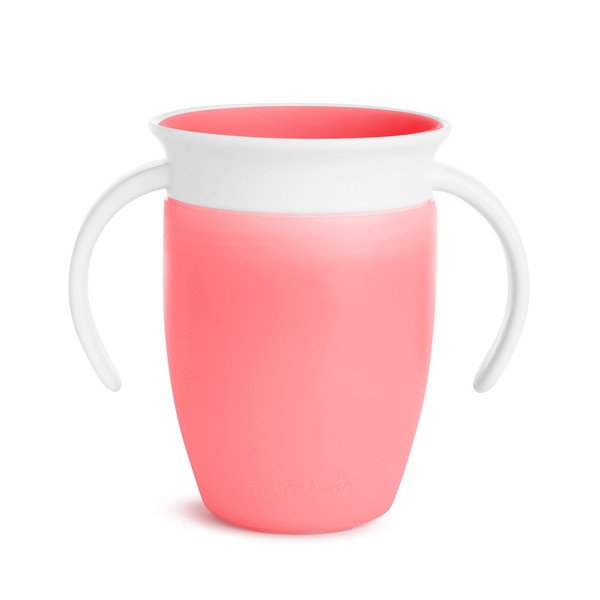 Munchkin Miracle 360 Sippy Cup, Trainer Toddler Cup, BPA Free Baby Cup with Handles, Non Spill Cup, Dishwasher Safe Baby Cup, Leakproof Childrens Cup, Baby Weaning Cup from 6+ Months - 7oz/207ml, Pink