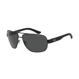 Armani Exchange A｜X AX2012S 606387 62M Satin Black/Black/Grey Solid Aviator Sunglasses For Men+ BUNDLE with Designer iWear Eyewear Kit