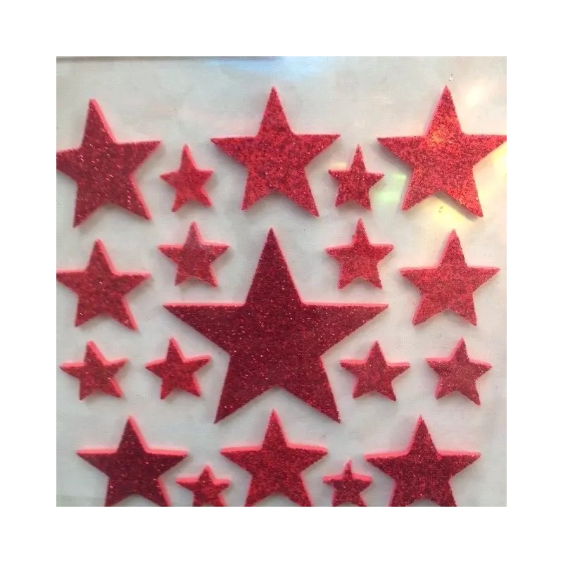 JoAnn Craft Essentials CREATOLOGY GLITTER RED FOAM STARS MULTI-SIZES 31