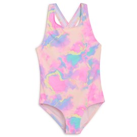 Lands' End Girls' Swimwear UPF 50 One Piece Swim Suit, Pink Multi