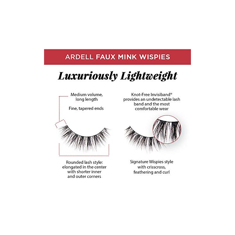 Ardell False Lashes Faux Mink Wispies Paquete múltiple, 4 pares