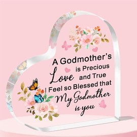 JETTOP Godmother Gifts Birthday Christmas for Godmother Heart Acrylic Will You Be My Godmother