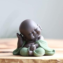 Small Sweet Buddha Statue, Monk Figurine, Creative Baby, Handcrafted, Dolls, Ornament, Gift, Classic, Chinese, Delicate Ceramic, Art and Crafts, Tea Accessory
