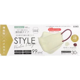 [シンズ] STYLEマスク Bicolor ベージュ×バーガンディ 30枚