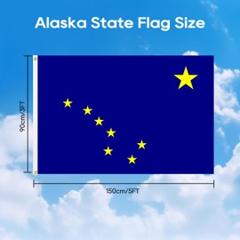 Alaska State Flag 3x5 FT Outdoor, Vibrant Color Polyester AK Flag with 2 Brass Grommets, Alaskan State Flag for Elections, Patriotic Decorations, Independence Day Celebrations